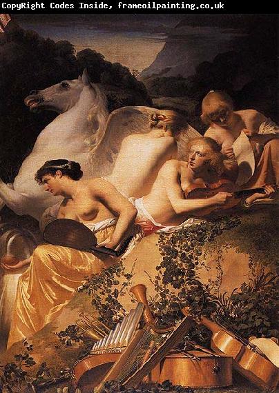 Caesar van Everdingen Four Muses and Pegasus on Parnassus